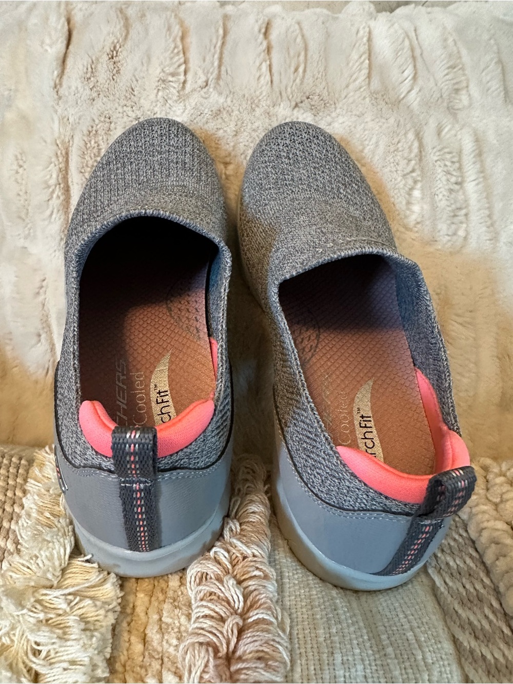 Skechers Slip-On Arch Fit Sneakers in Gray with Pink Lining - Picture 4 of 4